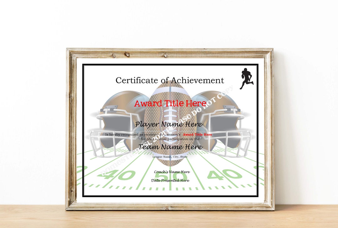 Editable American Football Certificates 3 Templates digital