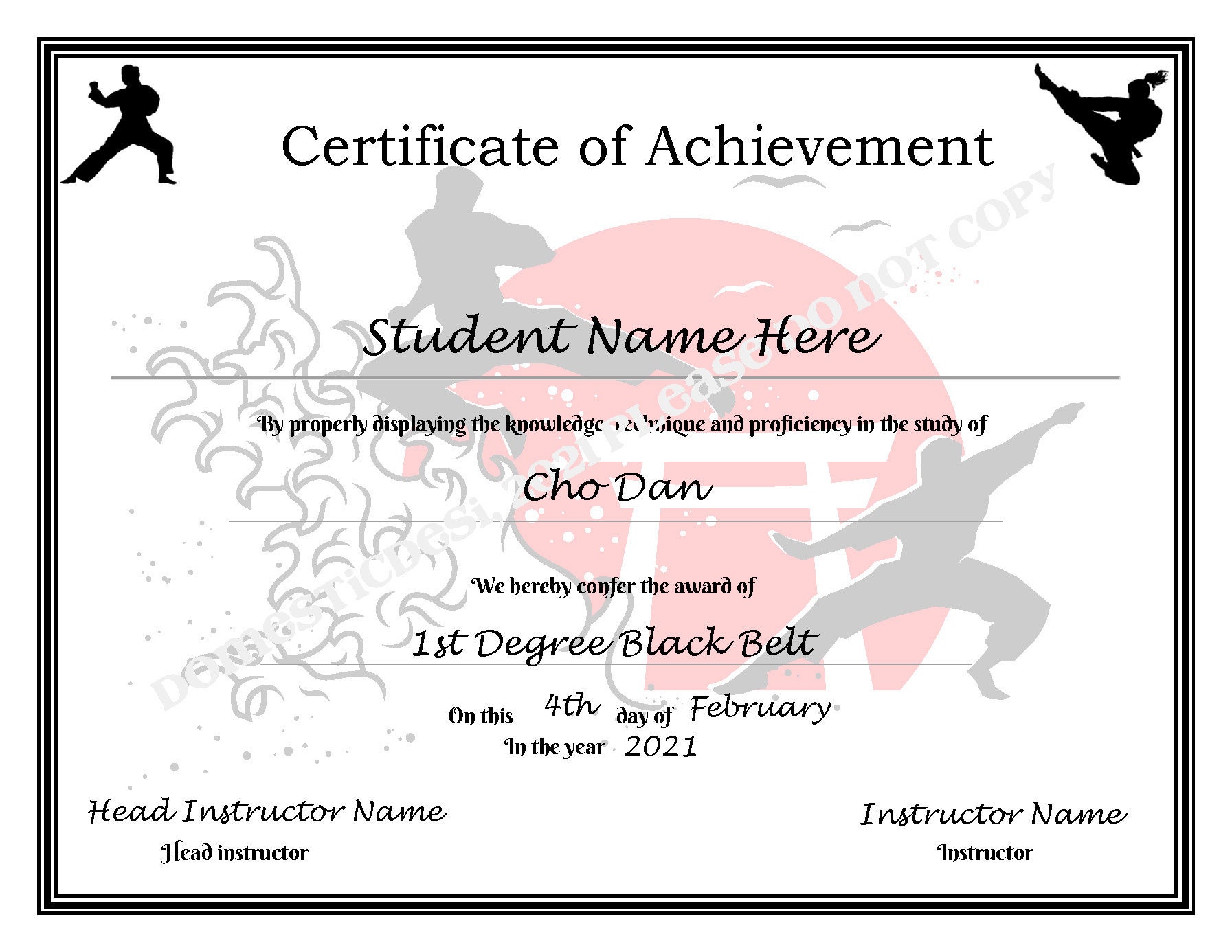 Printable Taekwondo Certificates