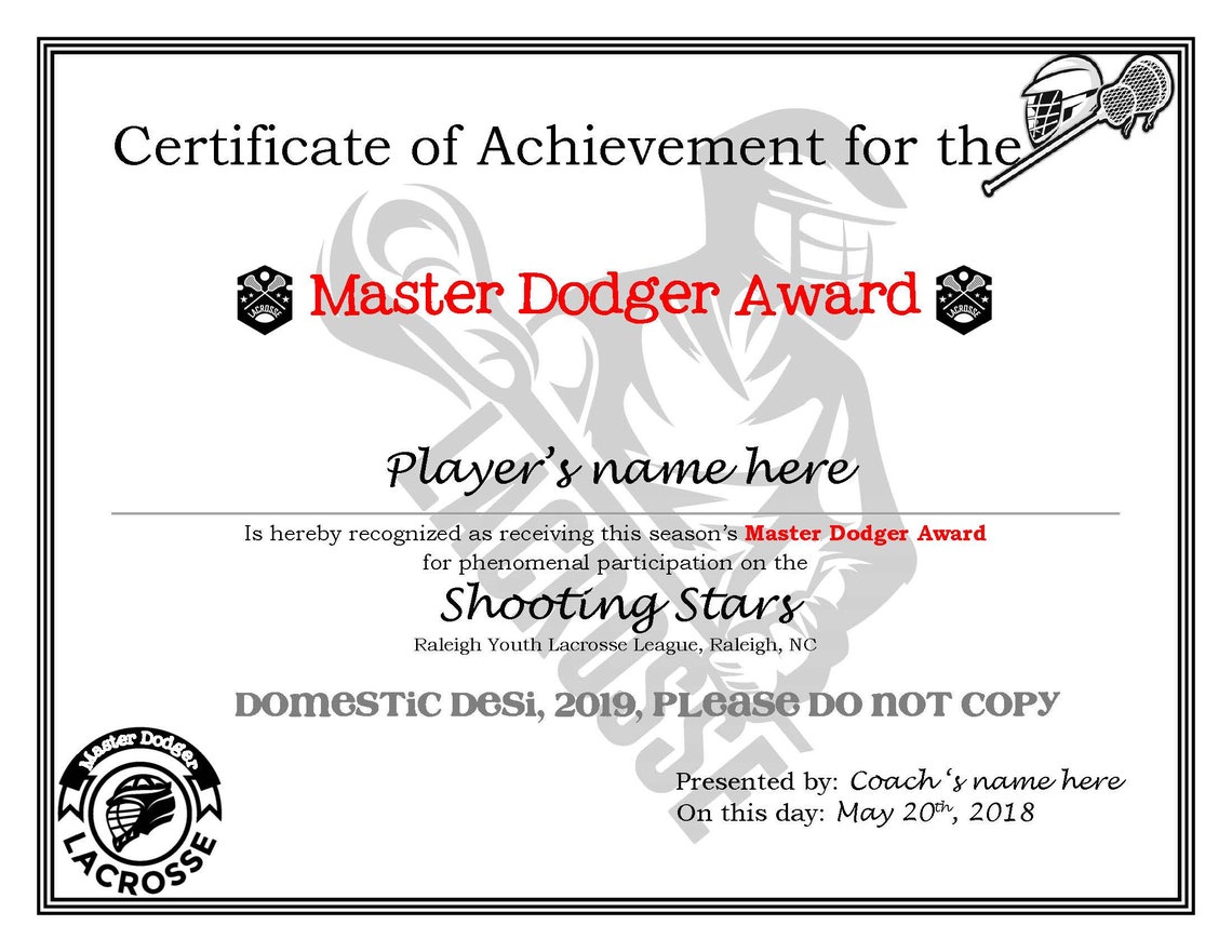 Editable Lacrosse Certificates Downloadable and Printable, Including a Create Your Own Award ...