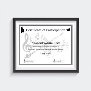 Music Certificates - Digitial Download, Printable, Editable