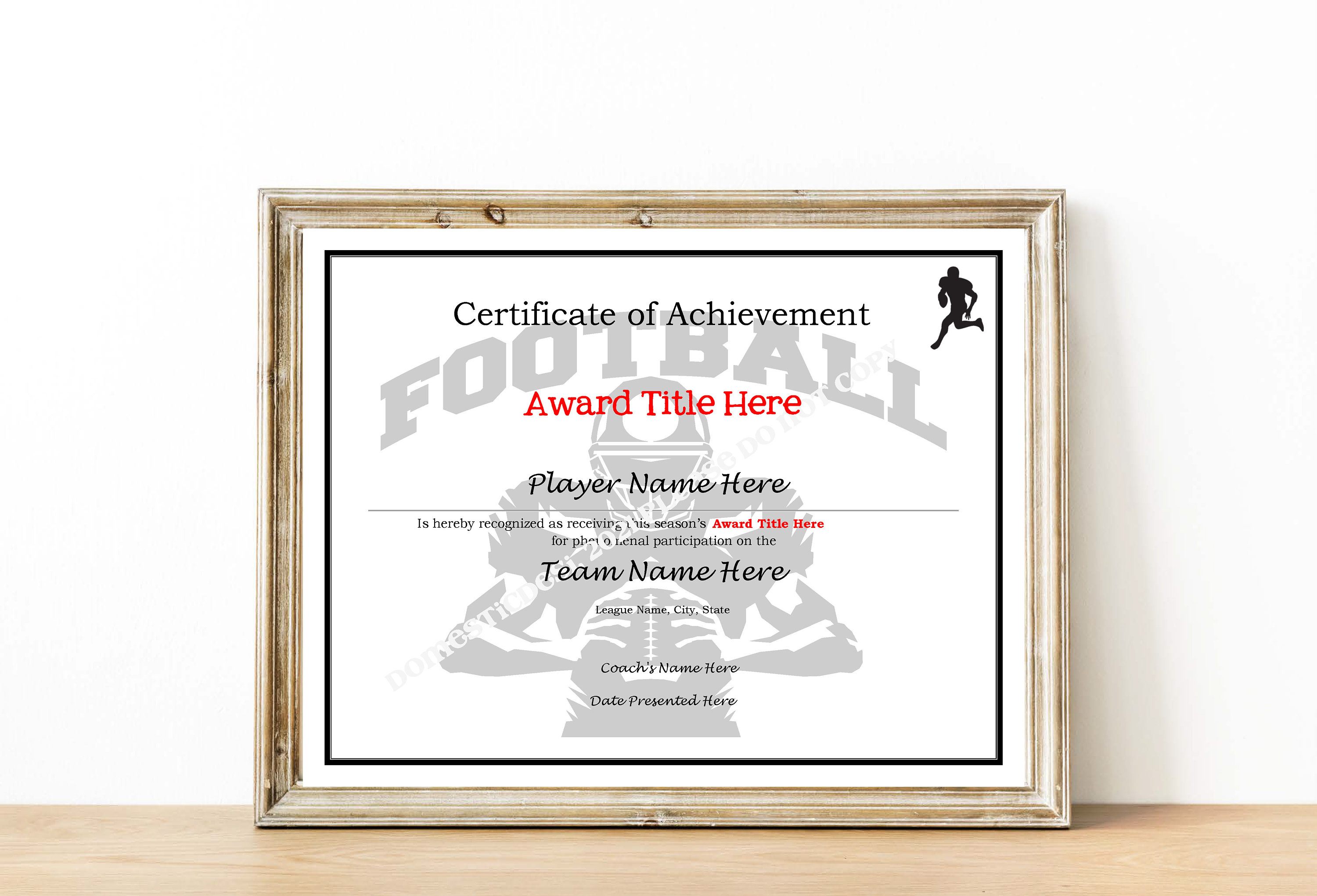 Flag Football Certificate Printable Flag Football Certificate Printable
