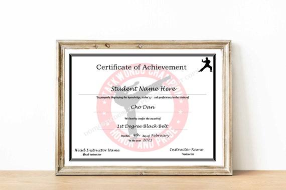 Editable Karate/taekwondo Certificates Printable Digital | Etsy