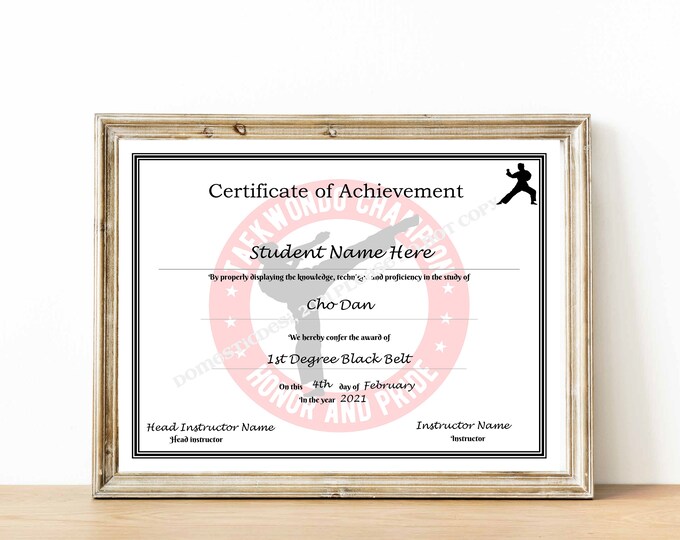 Editable Karate/taekwondo Certificates Printable Digital Downloads 3 ...