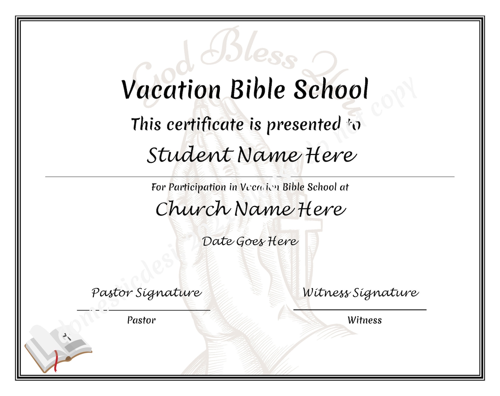 Editable Vacation Bible School Certificates 2 Templates Digital ...