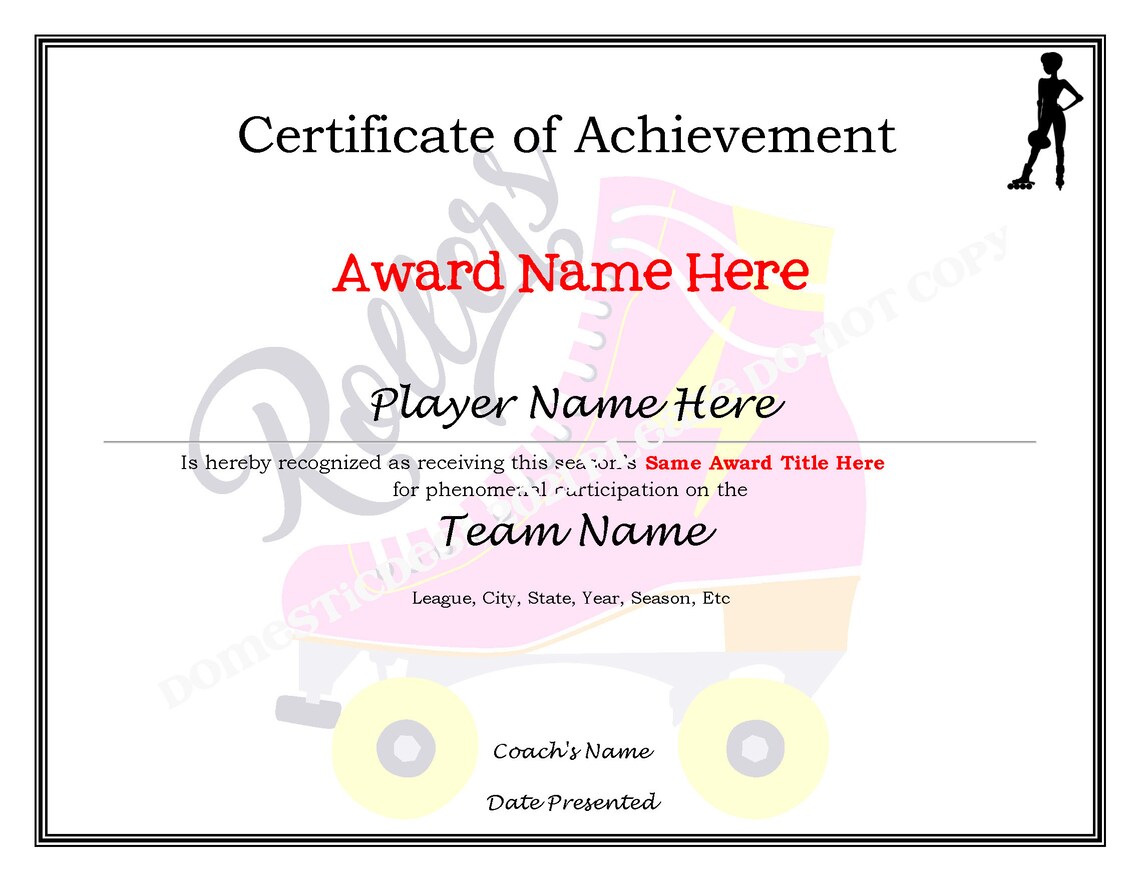 Editable Roller Skating Certificates 4 Templates Digital Downloadable Printable, Create Your Own ...