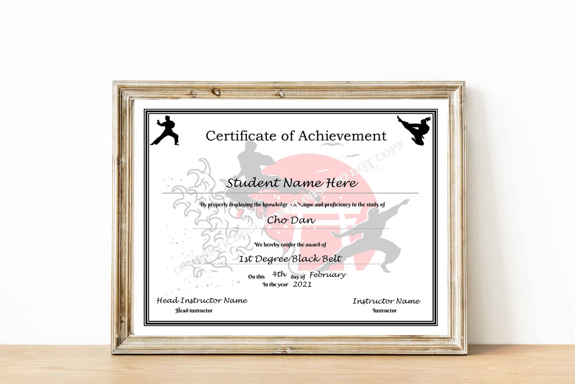 Editable Karate/taekwondo Certificates Printable Digital Downloads 3 ...