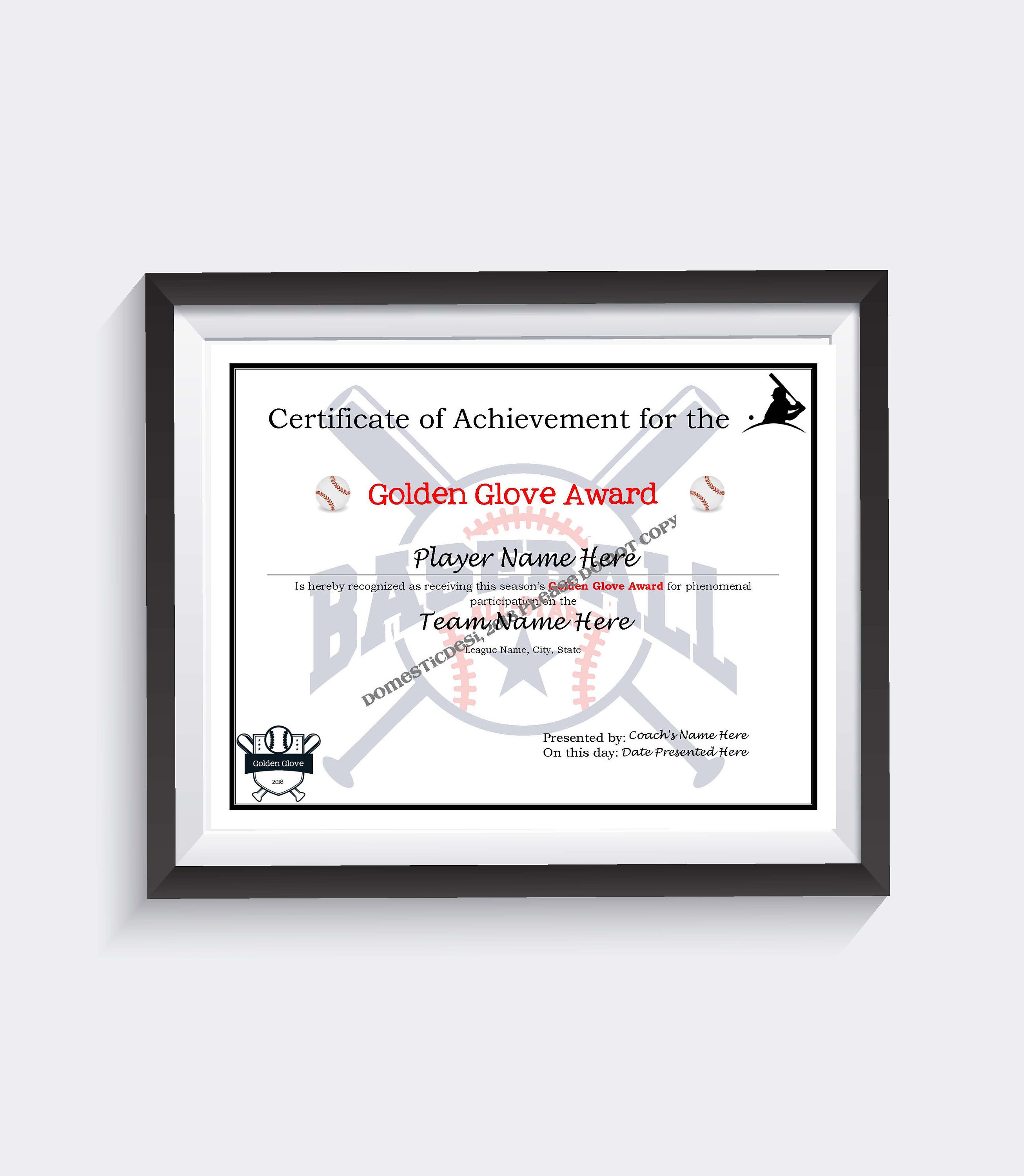 Editable Baseball and Softball Certificates (20 certificates each) -  Digital Downloadable Printable & Create Your Own Award Template Regarding Softball Certificate Templates Free