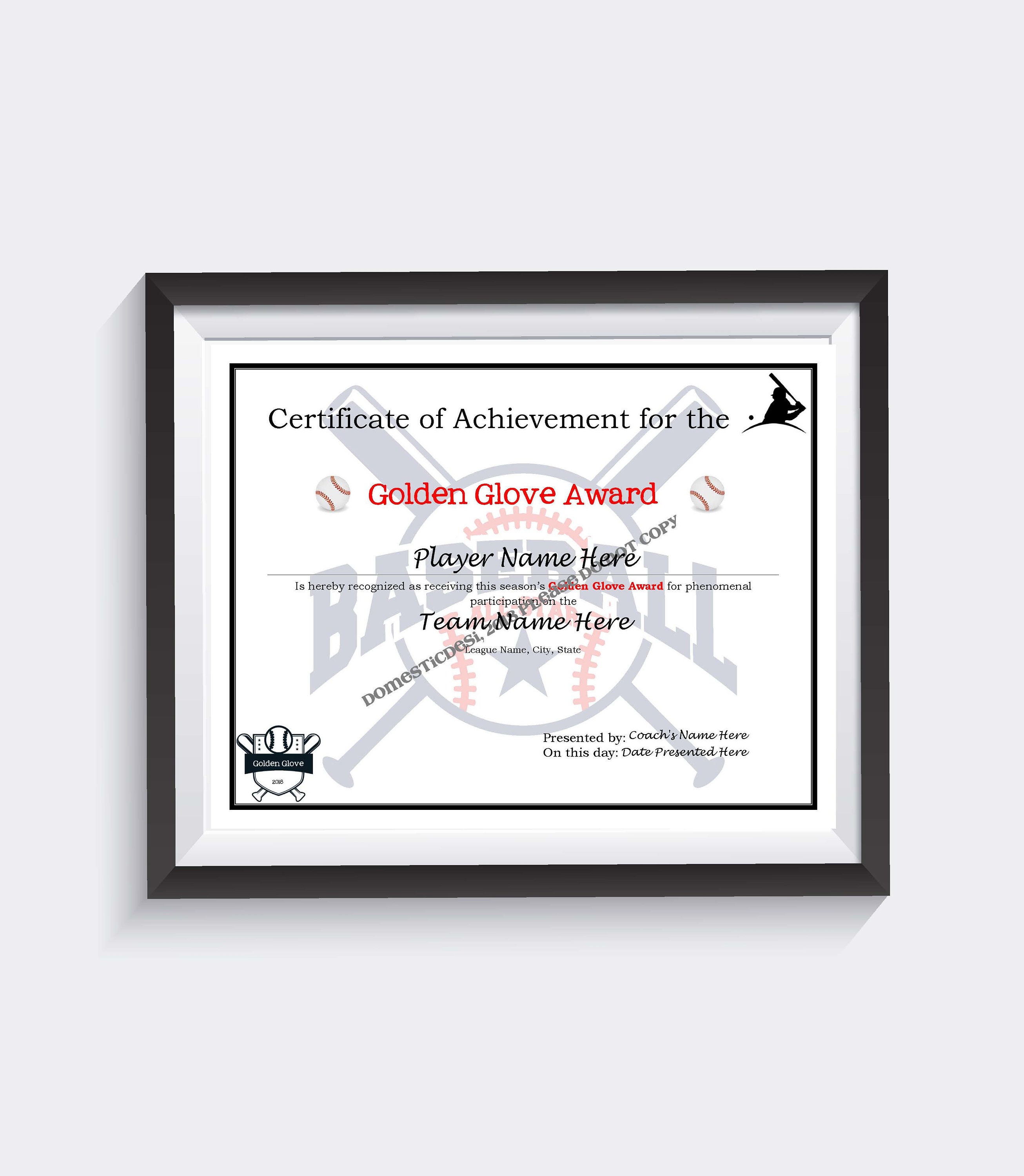 Editable Baseball and Softball Certificates (22 certificates each) -  Digital Downloadable Printable & Create Your Own Award Template With Softball Award Certificate Template