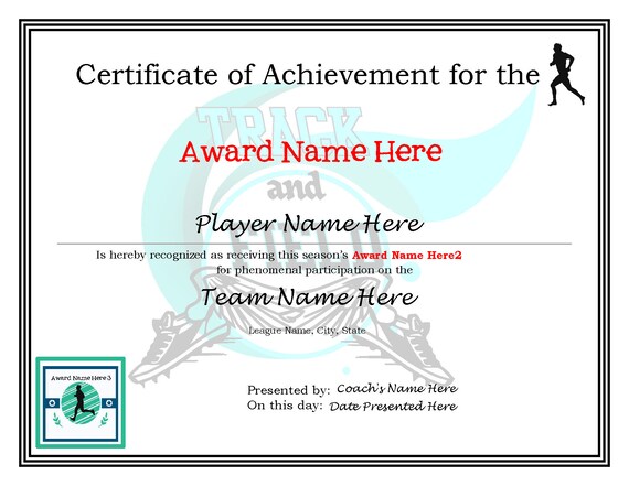 editable track and field certificates digital download printable create your own awards make your own awards