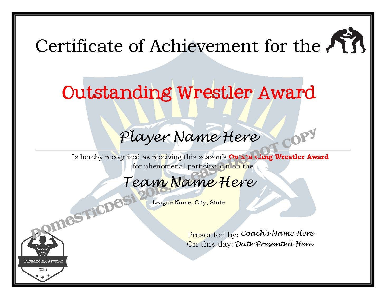 Wrestling Certificate Template Wrestling Certificate Template