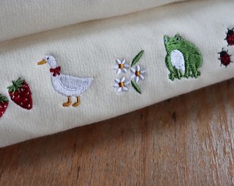 Embroidered Frog and Friends Sweatshirt: Unisex Eco Jumper