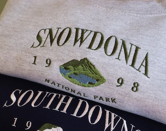 Snowdonia, Embroidered Jumper, Unisex, Holidays, Travel Sweatshirt, Personalised, Customised, England, Walking Holiday, National Park