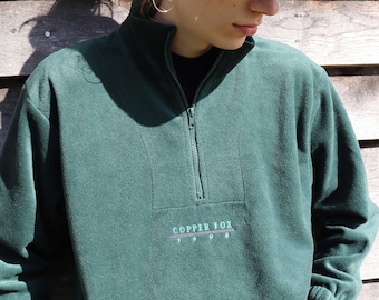 Embroidered Copper Fox Fleece: Vintage Style Loungewear