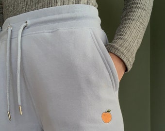 Peachy Jogging Bottoms, Eco friendly, Blue, Grey Joggers, Sustainable, Peach, Embroidered, Loungewear, Organic, Comfy, Cosy Sweatpants, WFH
