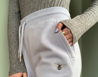 Bee Jogging Bottoms, Eco friendly, Joggers, Blue, Grey, Sustainable, Bumblebee, Embroidered, Loungewear, Organic, Comfy Warm Sweatpants, WFH