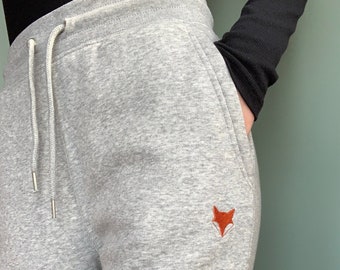 Embroidered Fox Joggers: Organic Cotton Loungewear