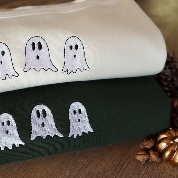 Ghost Embroidered Sweatshirt, Eco Jumper, Halloween Costume, Sweatshirt, Halloween Outfit, Autumn Clothing, Embroidery, Fall Sweater, Unisex