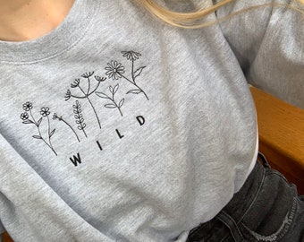 Wild Flower Jumper, Embroidery, Sweatshirt, Flowers, Loungewear, Spring, Wild Flowers, Nature, Embroidered, Floral Gift, Nature, Mothers Day