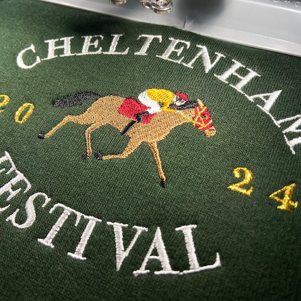 Cheltenham Festival 2024 Sweatshirt, The Races, Jockey, Horse Embroidered Sweater, Unisex, Gold Cup, March Festival, Equestrian Fashion