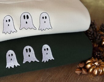 Embroidered Ghosts Halloween Sweatshirt: Unisex Eco Jumper