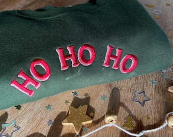 Ho Ho Ho Christmas Embroidered Jumper, Retro, Unisex, Holidays Sweater, Stocking Filler, Vintage Festive Sweatshirt, Embroidery, 50s, Gift