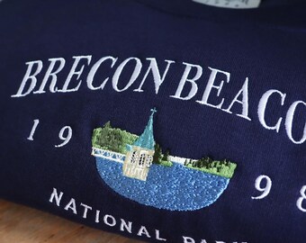Embroidered Brecon Beacons Sweatshirt: Unisex Eco Jumper