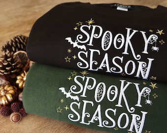 Embroidered Spooky Season Halloween Sweatshirt: Unisex Eco Jumper