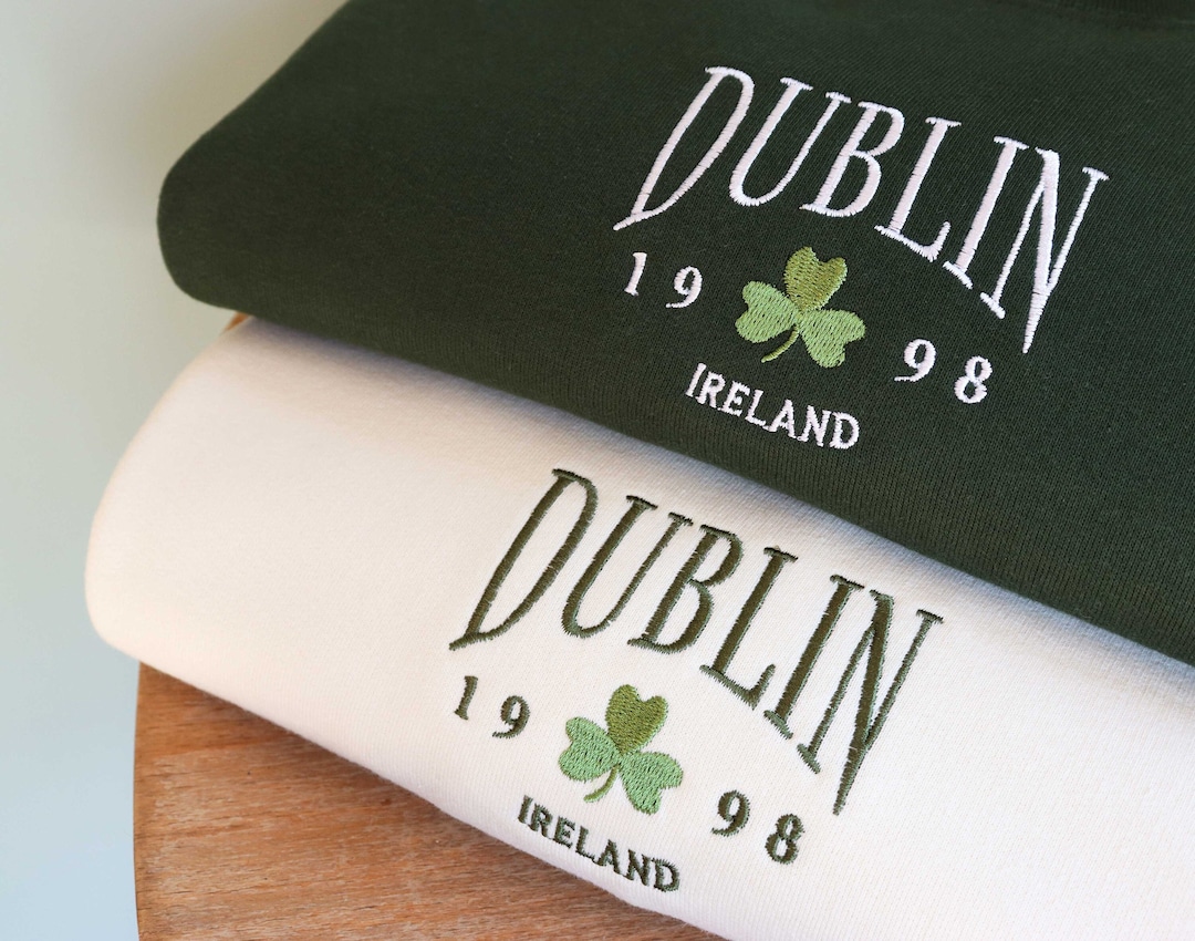 Dublin Ireland Embroidered Sweatshirt, Unisex Crewneck Sweater, Ireland