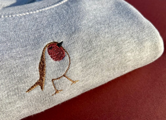 Robin geborduurd sweatshirt kersttrui borduurwerk trui comfortabele loungewear feestelijke kleding natuurliefhebber aanwezig kerstcadeau idee Etsy Belgie