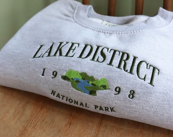 Embroidered Lake District Sweatshirt: Unisex Eco Jumper