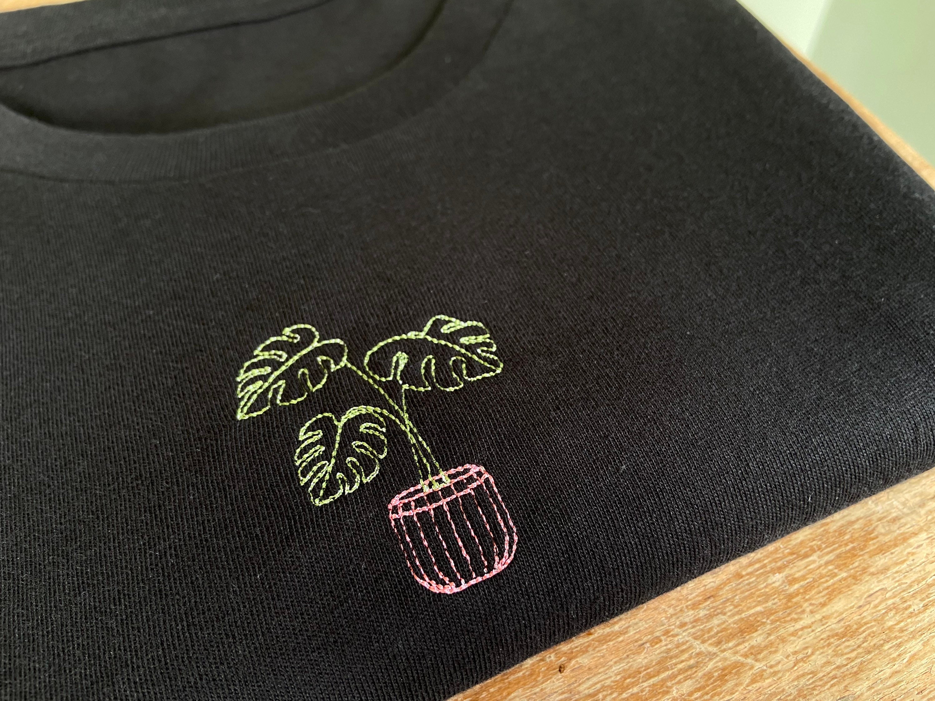 House Plant, Embroidered T-shirt, Eco Tee, Embroidery