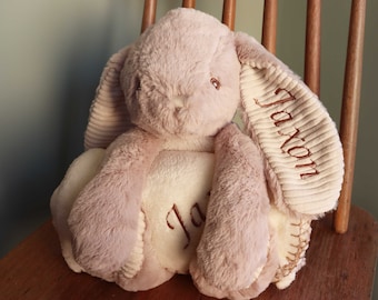 Personalised Embroidered Bunny with Baby Blanket