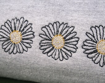Daisy Jumper, Embroidery, Sweatshirt, Flowers, Grey Hoodie