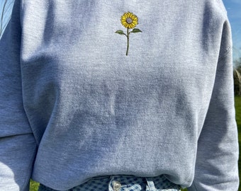 Sunflower Embroidered Sweatshirt, Mothers Day Gift, Eco