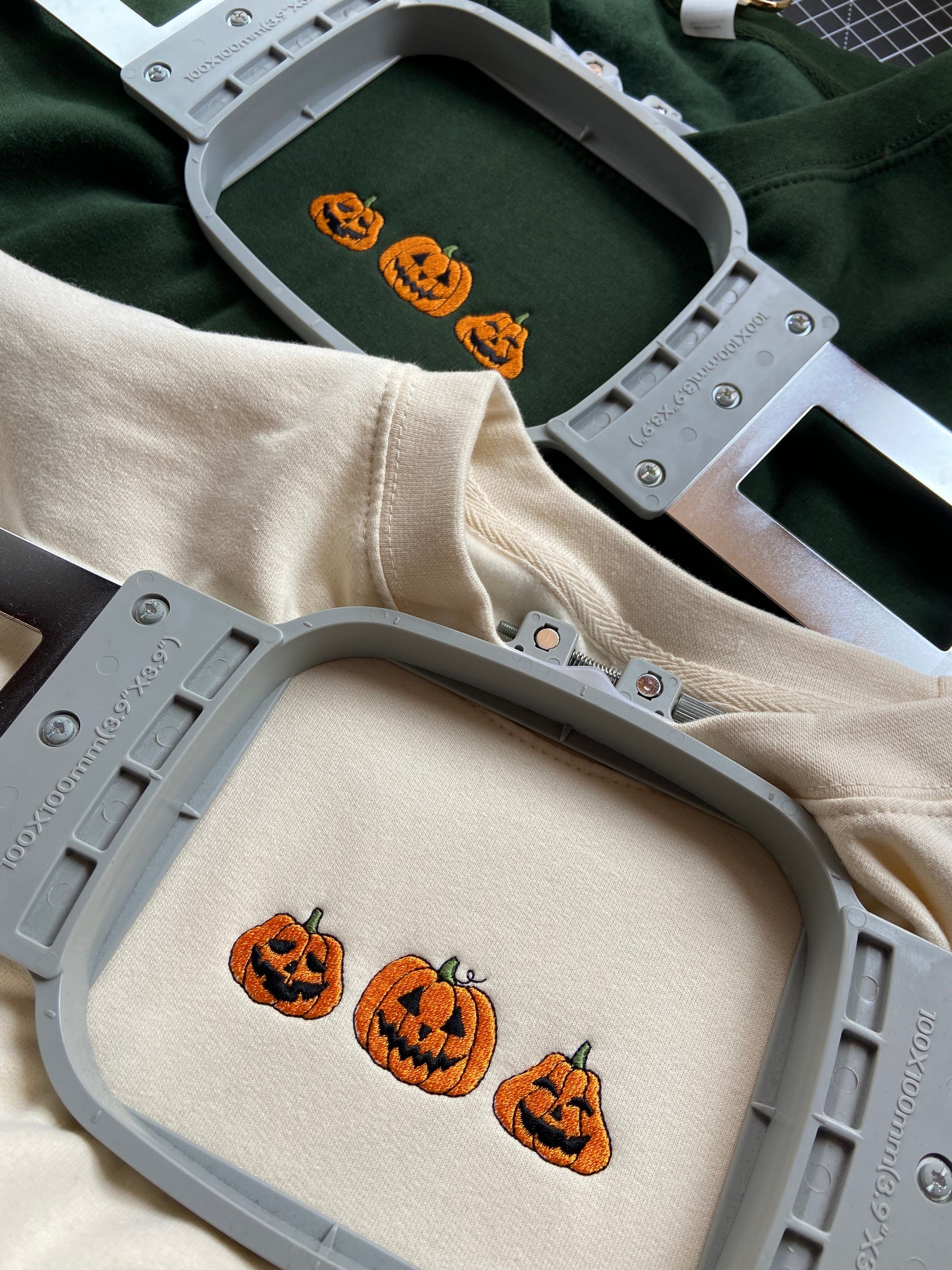 Discover Pumpkin Face Embroidered Sweatshirt, Halloween, Autumn Clothing, Embroidery, Fall Sweater, Eco Jumper, Unisex, Halloween Costume, Pumpkins