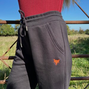 Fox Jogging Bottoms, Joggers, Sustainable, Embroidered, Soft Loungewear, Eco friendly, Organic, Comfy, Pockets, Sweatpants, Work from home image 2