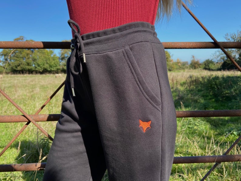 Fox Jogging Bottoms, Joggers, Sustainable, Embroidered, Soft Loungewear, Eco friendly, Organic, Comfy, Pockets, Sweatpants, Work from home image 2