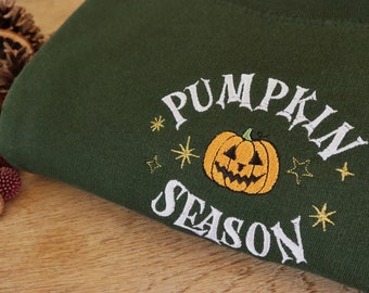 Embroidered Pumpkin Season Sweatshirt: Unisex Eco Jumper