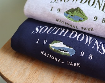 Embroidered South Downs Sweatshirt: Unisex Eco Jumper