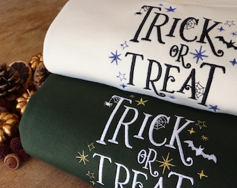 Embroidered Trick or Treat Sweatshirt: Unisex Eco Jumper