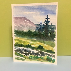 Original, One of a Kind, Aquarelle Painting. Salutation, Merci, et grief / carte de deuil. Boulder Colorado River Landscape