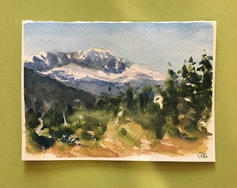 ORIGNAL Watercolor Painting Blank Card, Breckenridge Colorado Rocky Mountain Landscape. Hand Made Gift/ Card for Retirement, Housewarming