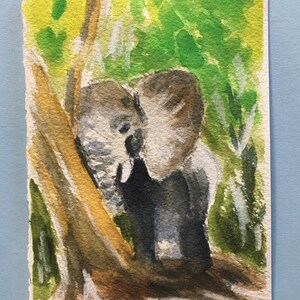 ORIGINAL Aquarell Malerei leere Karte, erster Geburtstag, Kinder oder Baby Geburtstag, Babyparty Karte & Geschenk. Süßer Baby Elefant, Babyzimmer Dekor