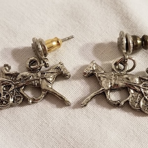 Vintage Horse Chariot Buggy Earrings Earring Costume Jewelry