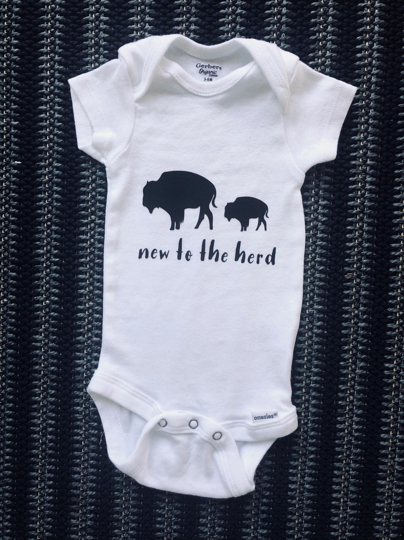 New to the Herd Buffalo Baby Bodysuit New Baby Clothing Etsy
