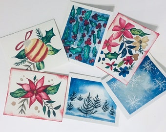 Hand painted christmas cards | Etsy