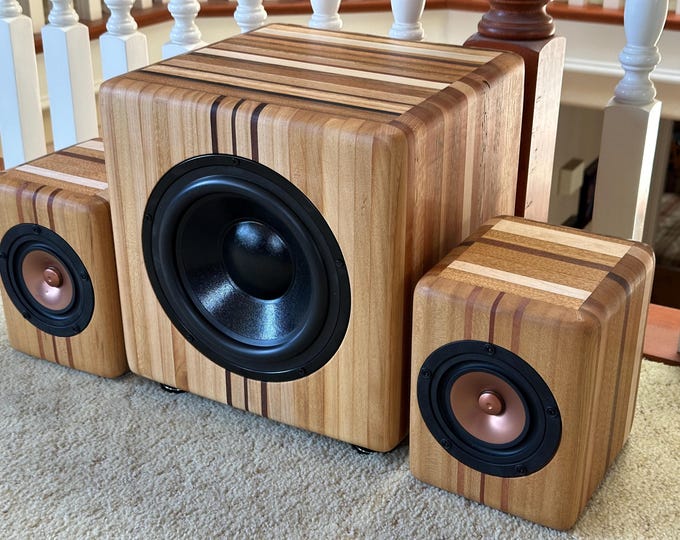 Handcrafted 2.1 Speaker System with 150 Year Old Reclaimed Wood