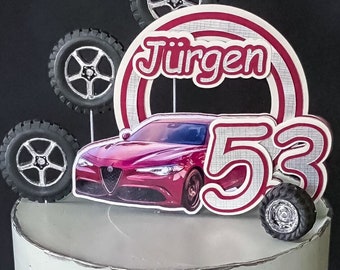 3D Auto Cake Topper / Personalisierter Geburtstagskuchenaufsatz / Individueller Kuchenaufsatz / Autos zum Geburtstag / 3D Cake Topper