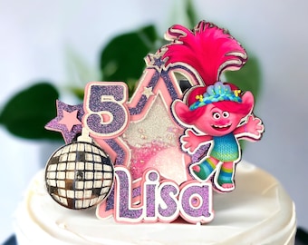 Princesse 3D Cake Topper / Fête d’anniversaire / Cake Topper avec lumière / Coquelicot