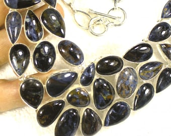 Sterlingzilveren pietersietketting, edelsteenketting: 586.0 Tcw.